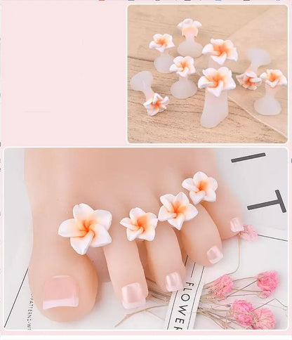 8Pcs Toe Separators Soft Silicone Cute Daisy Heart Shaped Nail Art Rhinestone Toe Locks Japanese Style Beauty Foot Care Tools