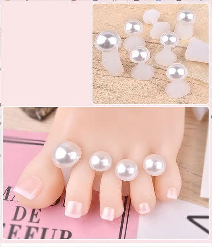 8Pcs Toe Separators Soft Silicone Cute Daisy Heart Shaped Nail Art Rhinestone Toe Locks Japanese Style Beauty Foot Care Tools