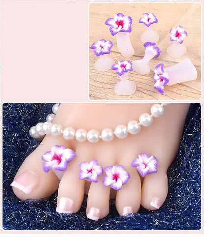 8Pcs Toe Separators Soft Silicone Cute Daisy Heart Shaped Nail Art Rhinestone Toe Locks Japanese Style Beauty Foot Care Tools