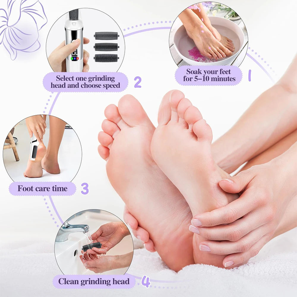 Electric Foot Callus Remover Portable Smooth Electric Foot File for Dry Cracked Dead Skin Remover Rechargeable Feet Care Kit