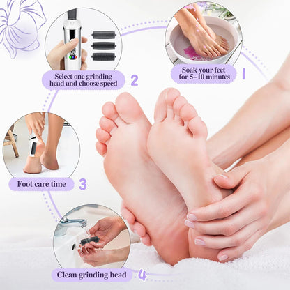 Electric Foot Callus Remover Portable Smooth Electric Foot File for Dry Cracked Dead Skin Remover Rechargeable Feet Care Kit