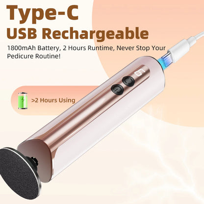 2 in 1 Electric Foot Callus Remover with Nail Drill File 9 Speeds Cordless Pedicure Tools for Dead Skin Calluses