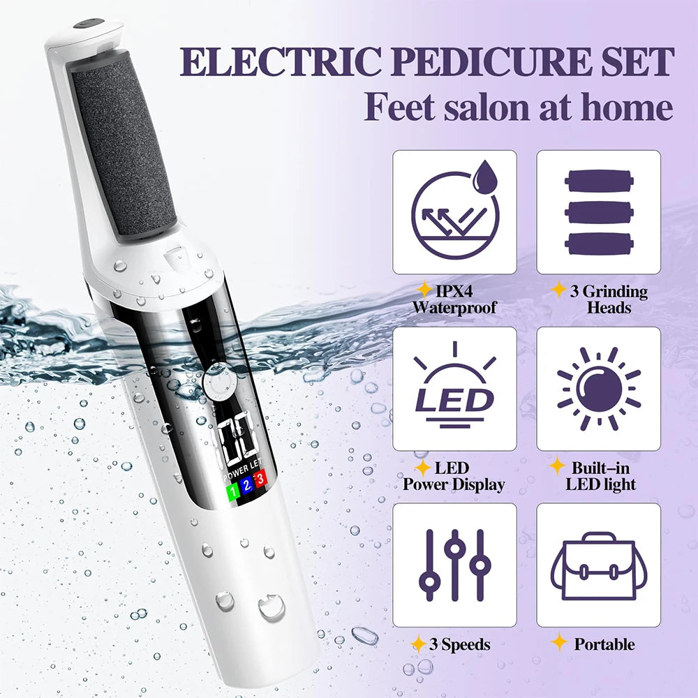 Electric Foot Callus Remover Portable Smooth Electric Foot File for Dry Cracked Dead Skin Remover Rechargeable Feet Care Kit