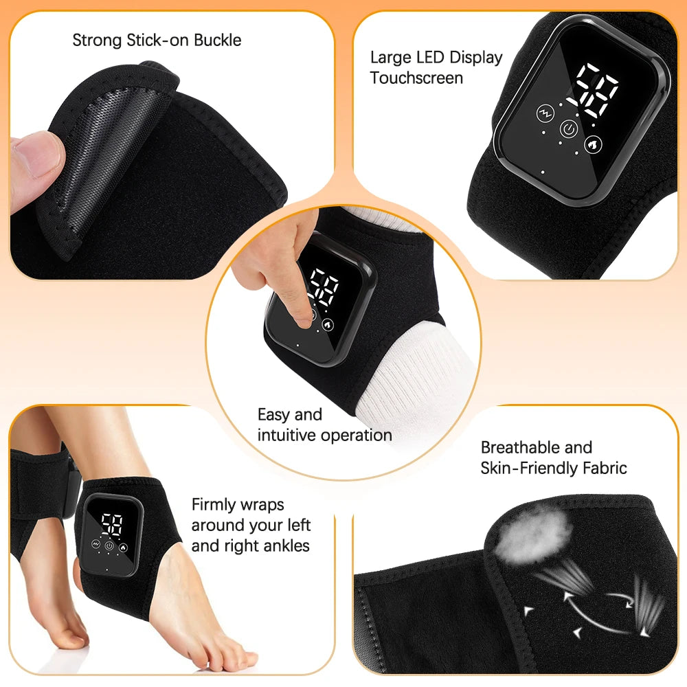 Electric Foot Ankle Massager Heating Foot Vibration Relaxation Brace Belt Plantar Joint Sprain Ankle Joint Protection Massager