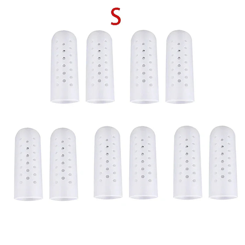 White Breathable Toe Protectors Sleeve Bunion Pads Cushion Big Toe Guards Silicone Toe Covers for Protection of Ingrown Toenails