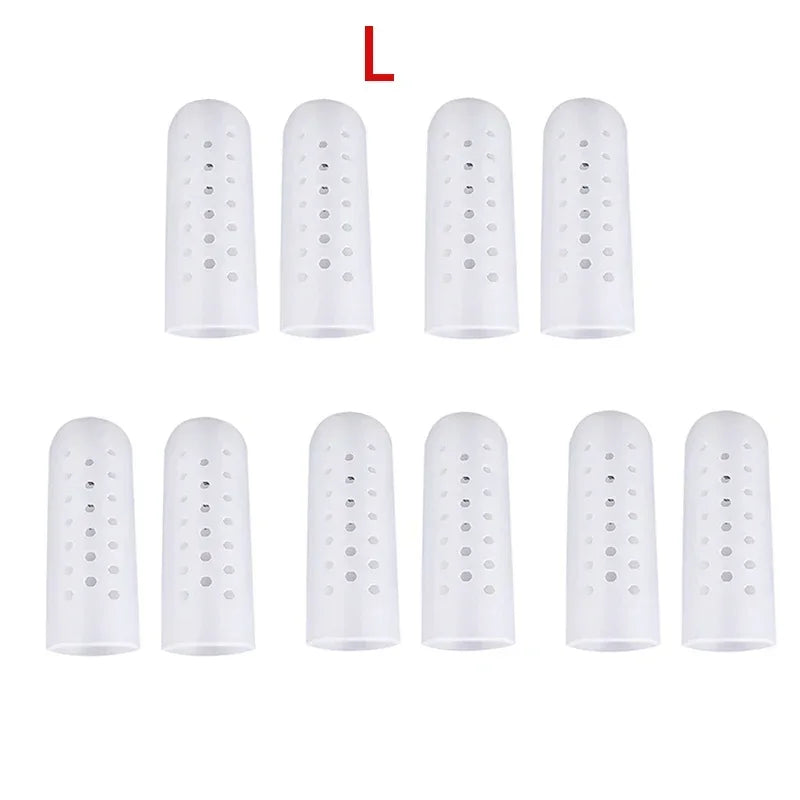 White Breathable Toe Protectors Sleeve Bunion Pads Cushion Big Toe Guards Silicone Toe Covers for Protection of Ingrown Toenails