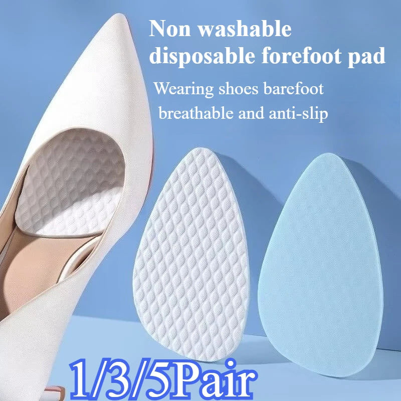 1/3/5Pair Disposable Forefoot Pad Sweat Absorbing Breathable Shoe Inserts Wood Pulp High Heels Soft Cushion Foot Pads