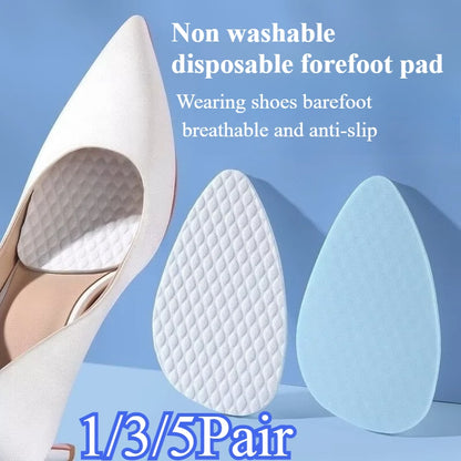 1/3/5Pair Disposable Forefoot Pad Sweat Absorbing Breathable Shoe Inserts Wood Pulp High Heels Soft Cushion Foot Pads