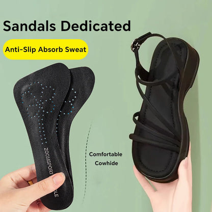 Leather Self-adhesive Insoles for Women High-heels Sandals Anti Slip Breathable and Sweat-absorbent Shoe Pad Adhesive Stickers