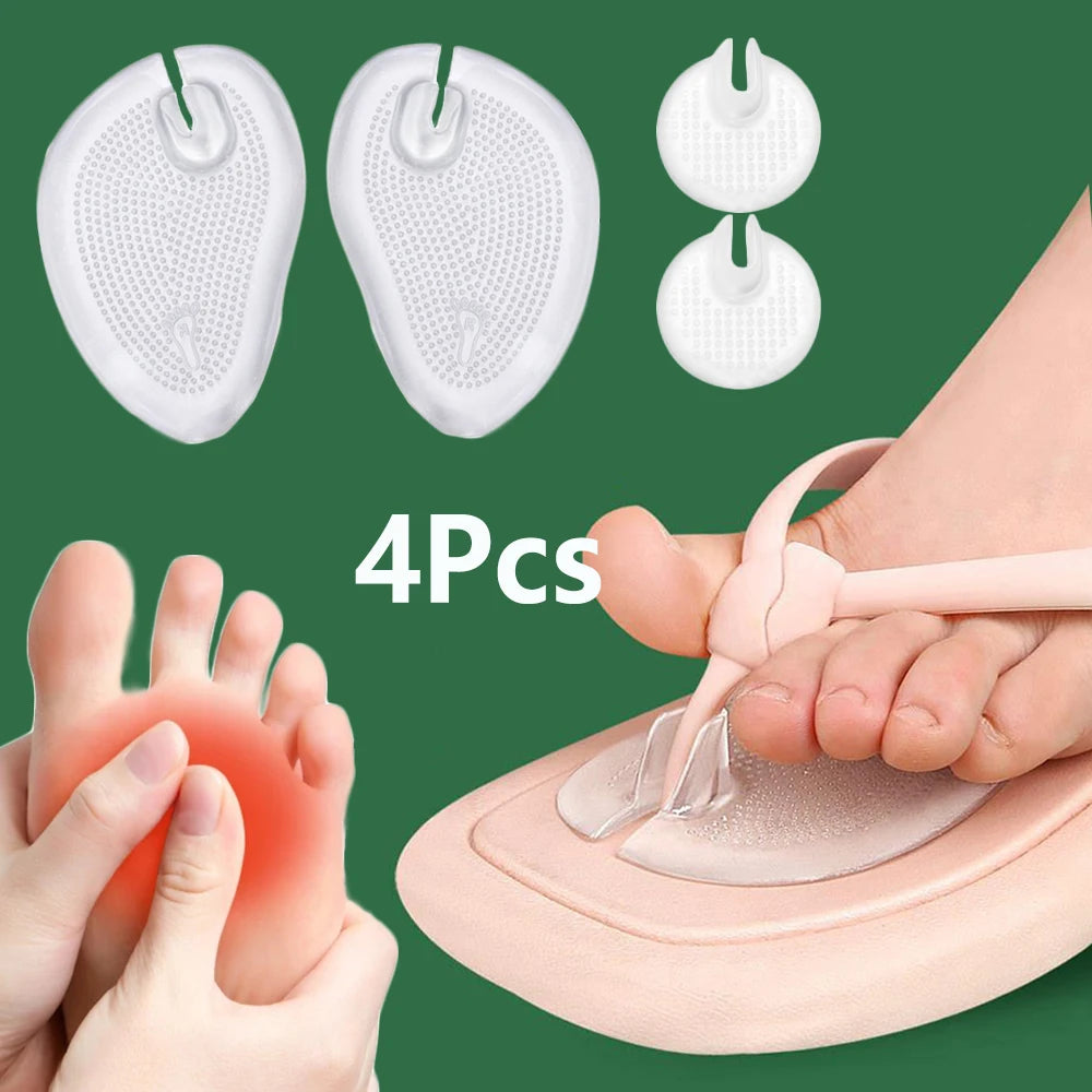 Gel Massage Insoles for Shoes Woman Man 4Pcs Silicone Forefoot Pads Slippers Sandals Flip-flop Non-slip Self-Adhesive Foot Pads