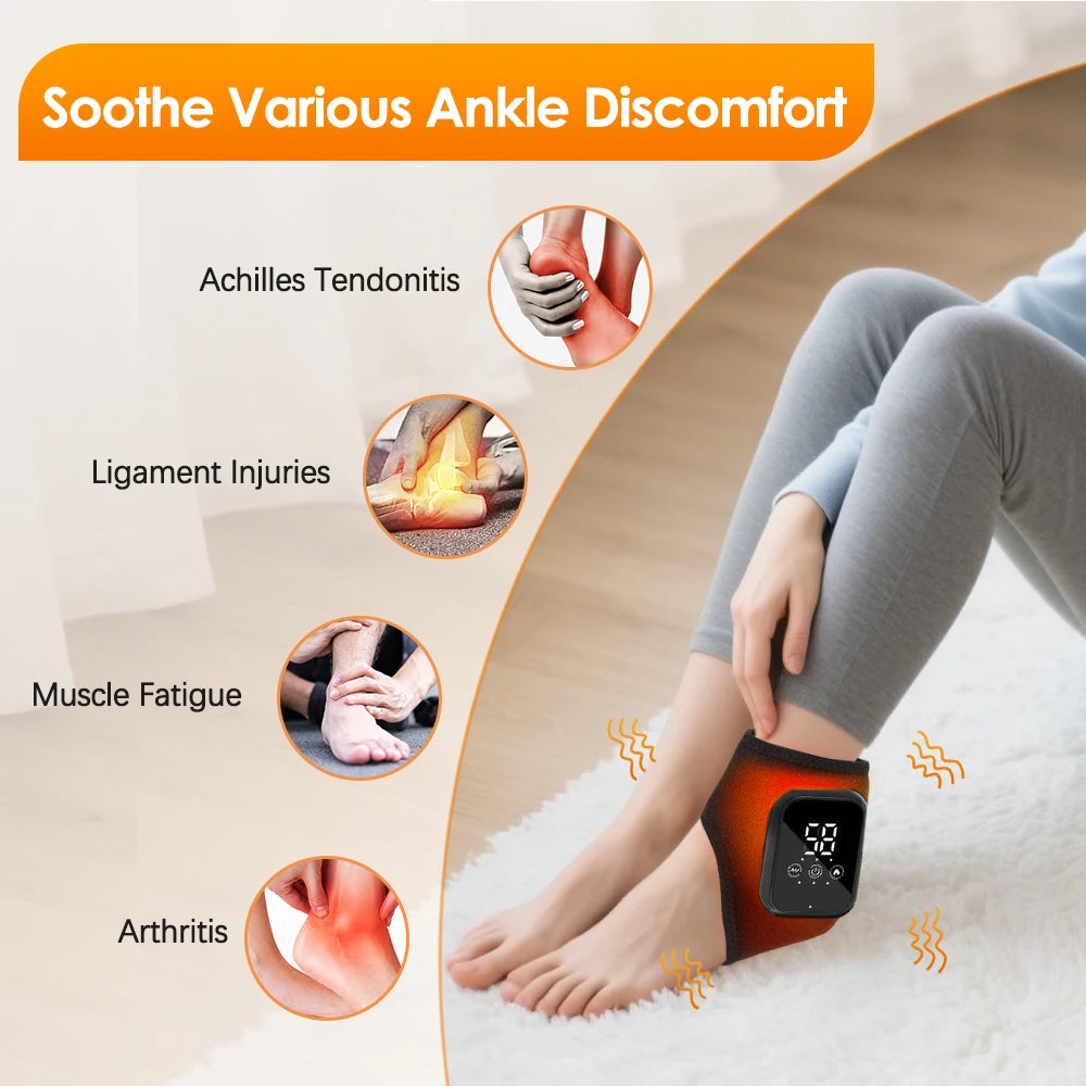 Electric Foot Ankle Massager Heating Foot Vibration Relaxation Brace Belt Plantar Joint Sprain Ankle Joint Protection Massager