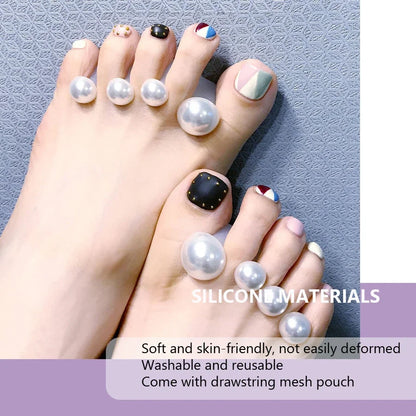 8Pcs Toe Separators Soft Silicone Cute Daisy Heart Shaped Nail Art Rhinestone Toe Locks Japanese Style Beauty Foot Care Tools