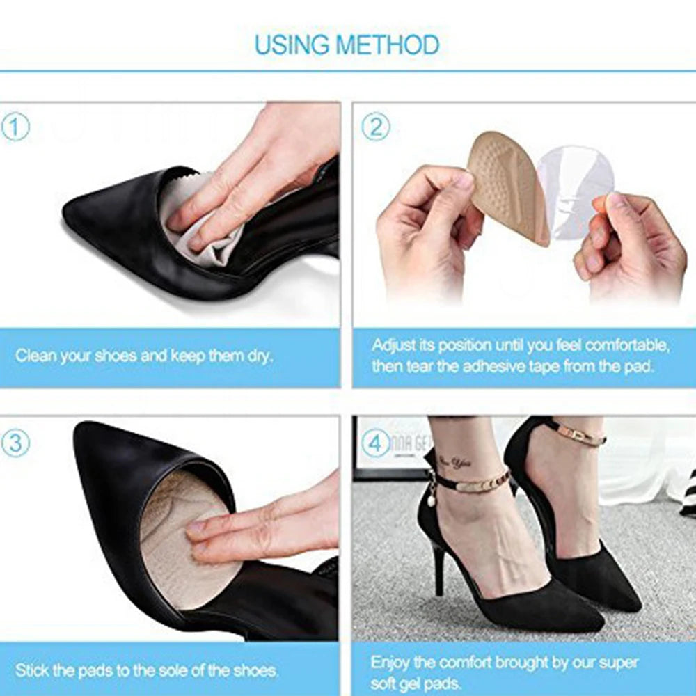 2Pair Silicone Metatarsal Pads for Shoes Non-Slip Self-Adhesive Forefoot Gel Foot Pads Sandals High Heels Shoe Insoles for Women